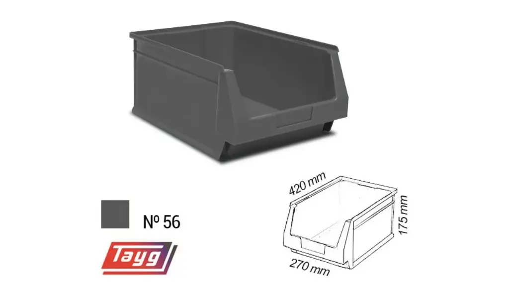 Gaveta apilable Gris 420X270X175MM TAYG Nº56