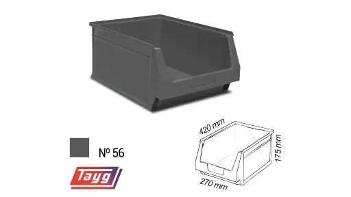 Gaveta apilable Gris 420X270X175MM TAYG Nº56