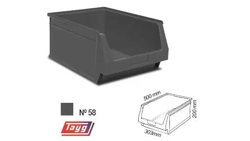 Gaveta apilable Gris 500X303X200MM TAYG Nº58 